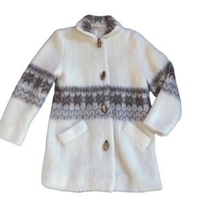 Vintage Icelandic 100% Wool Coat Fair Isle Designed Coat
